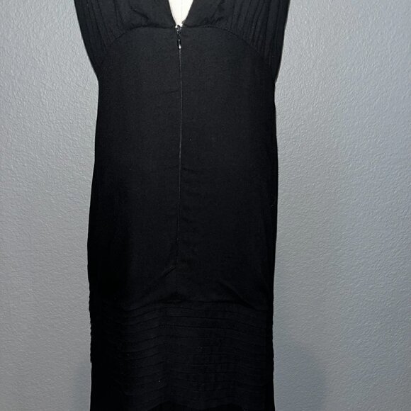 AURA Black Tiered Boho Maxi Dress with Deep V Neck Sheer Ruffled Skirt EUC -  L - Picture 8 of 14